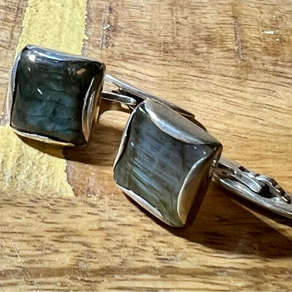 Labradorite semi-precious sterling Cufflinks